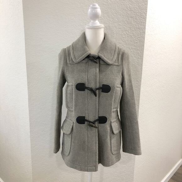 Burberry Woodville Gray Wool Toggle Peacoat - Picture 2 of 14